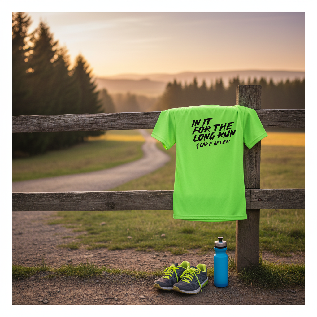 In it for the long run. Running shirt in outdoor setting