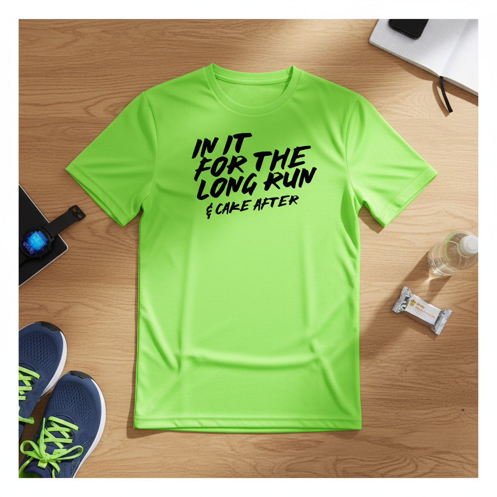 In it for the long run. Running shirt lifestyle photo